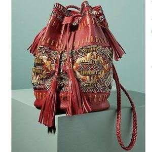 Anthropologie Inko Embroidered Bucket Bag